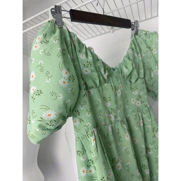Princess Polly Emery Puff Sleeve Mini Dress Light Green - 10 - Picture 4 of 10